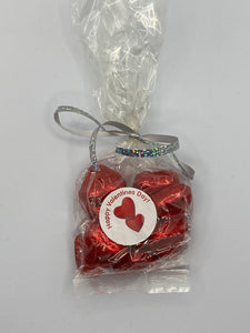 Gift bag of chocolate foiled hearts (valentine's gift)